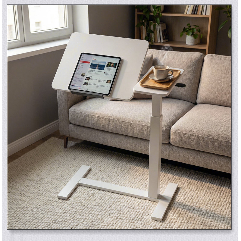 Bureau mobile mobile réglable avec bureau rabattable et 4 roulettes, parfait pour la maison, le bureau et le bureau