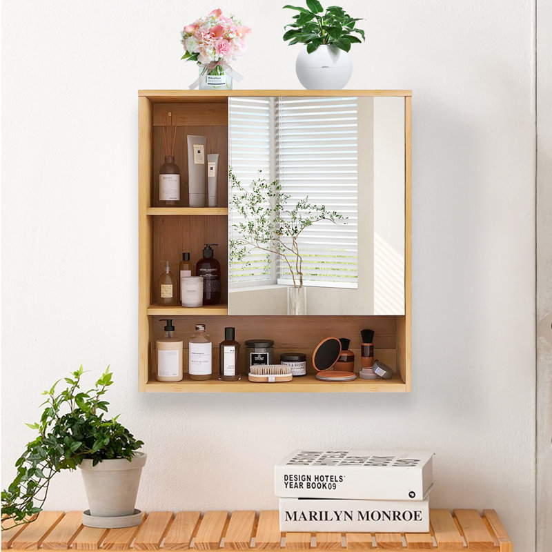 Wall Medicine Cabinet Mirror Door With Storage Shelves Adjustable Shelf