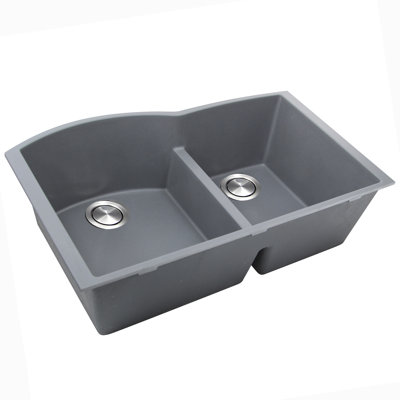 Plymouth 33'' L Undermount Double Bowl Granite Kitchen Sink