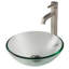 Lavabo de salle de bain vasque circulaire en verre transparent avec robinet-3940391