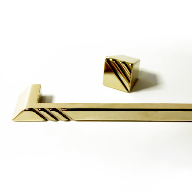 Pyramid 4" Center to Center Bar Pull, Polished Solid Brass Unlacquered, 4" 