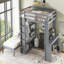Lit superposé double TG / double avec lit inférieur démontable et bureau, structure en bois massif avec tablettes intégrées et garde-robe, convertible en lit mezzanine, gris-1200564436