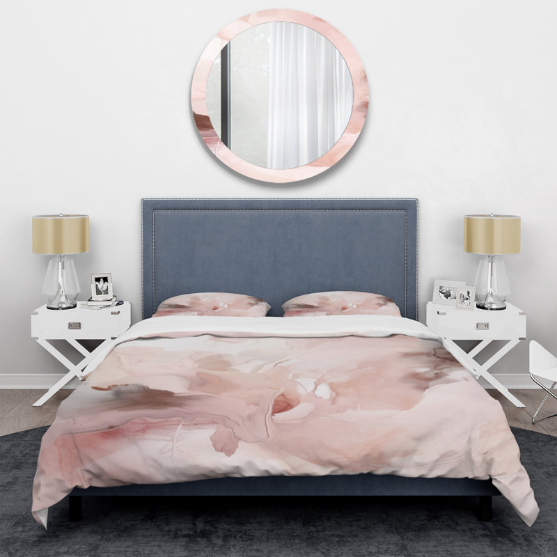 Pink Delicate Abstract Marble III - Ensemble de housse de couette en marbre Abstract - Microfibre de polyester