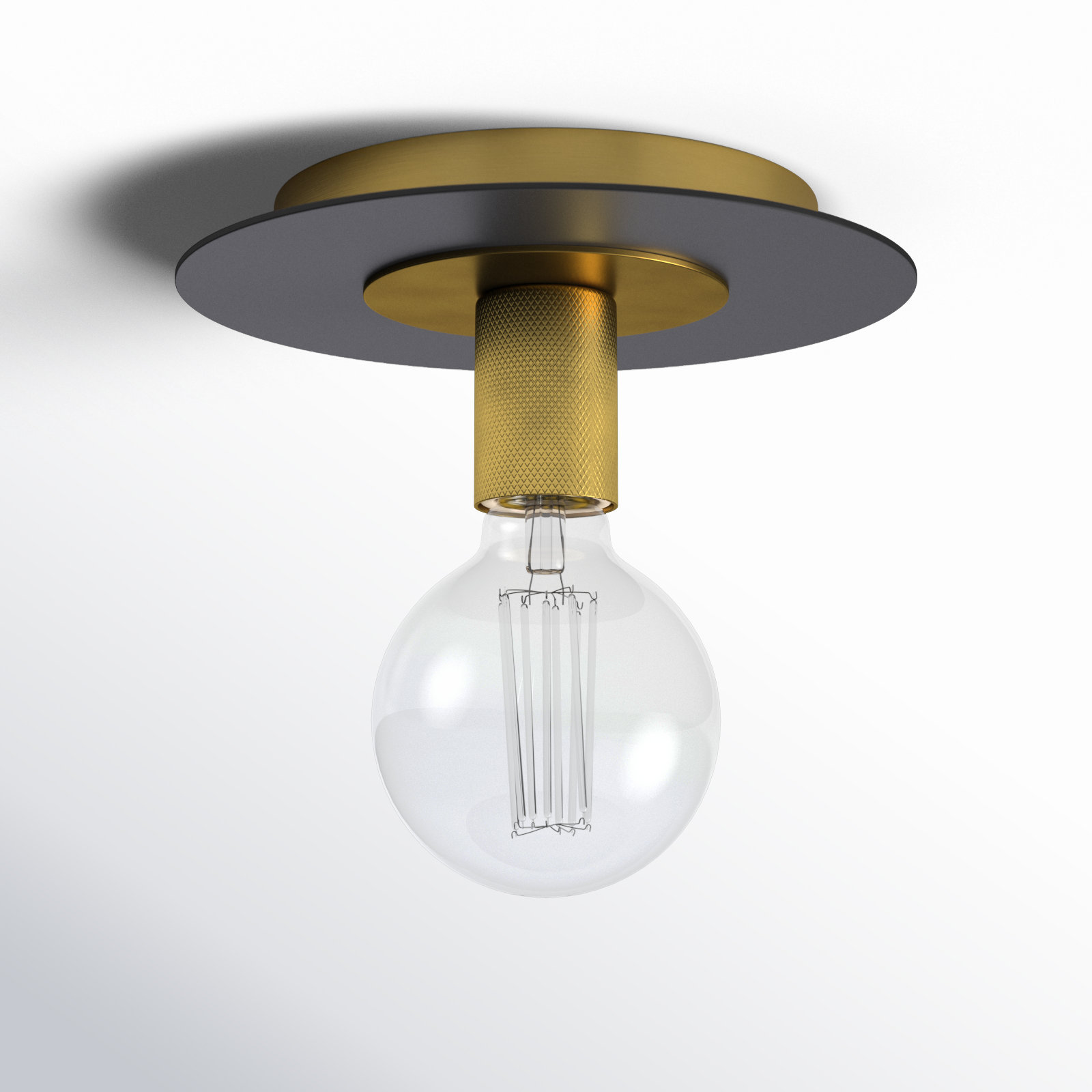 Single Light Semi Flush Mount, Brushed Bronze
