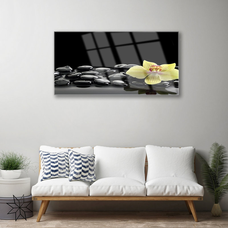 Kitchen Flower Stones 1 Piece Wall Art on Glass