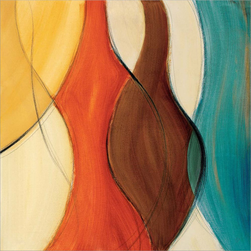 Coalescence II (brun / jaune / bleu sarcelle) par Lanie Loreth, art mural sur toile