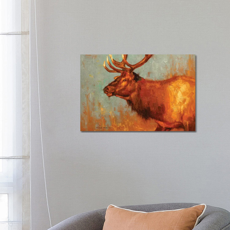 Timber Bull by Mark McKenna - Painting on Canvas, Wrapped Canvas, 45.72cm H x 66.04cm W x 1.91cm D