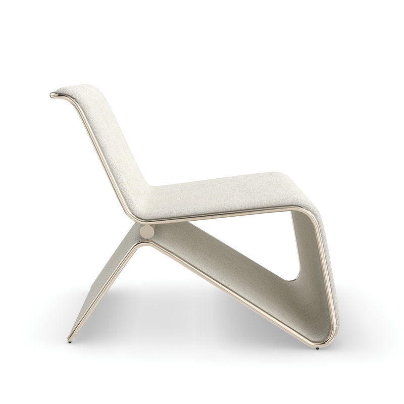Beige Metal Contemporary Accent Chair with Tubular Frame
