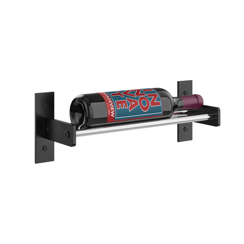 Support à vin industriel à 1 bouteille Abbie-Marie - noir mat / chrome - H 5 po x l 14,75 po, Chrome / noir mat