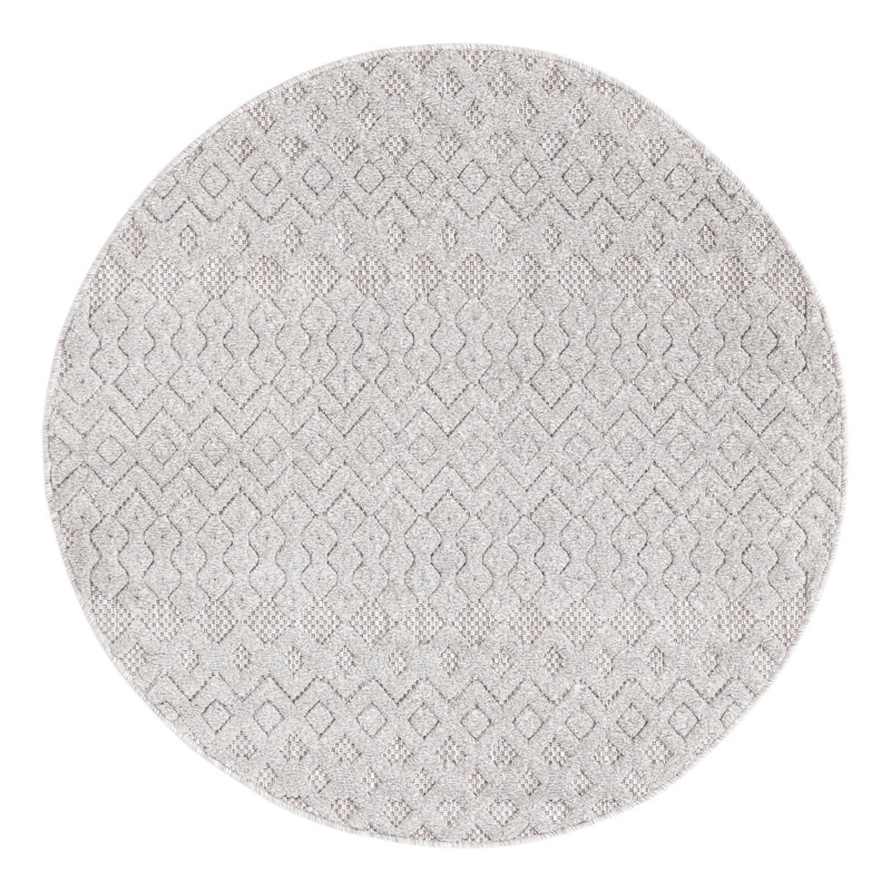 Grindle Geometric Indoor / Outdoor Rug, Round 4'