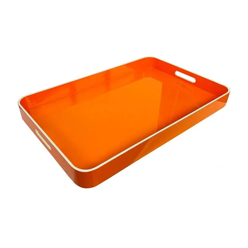 Lacquer Tray - Orange - Large, 2" H x 24" W x 12" D, Orange