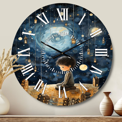Childs Moonlight Nursery 4 - Children's White Face Wall Clock