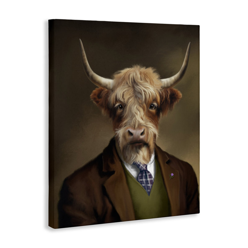 Toile Highland Cow Scottish Gentleman, conception par Matthew Piotrowicz, H 30 po x l 24 po