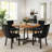 Round Wooden Dining Set with Velvet Dining Chair-149129623-144002015