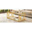 Table basse en verre de luxe moderne avec structure en métal doré, table basse rectangulaire avec tablette de rangement inférieure, table de centre Art déco pour le salon-225751367