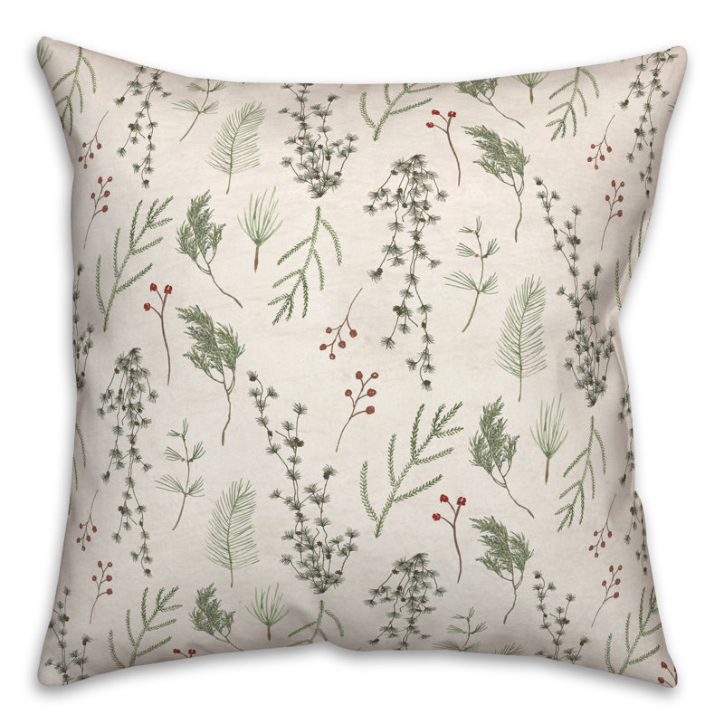 Floral Throw Pillow, White