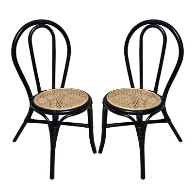 Ensemble de 2 chaises de salle à manger en rotin et chaises de cuisine