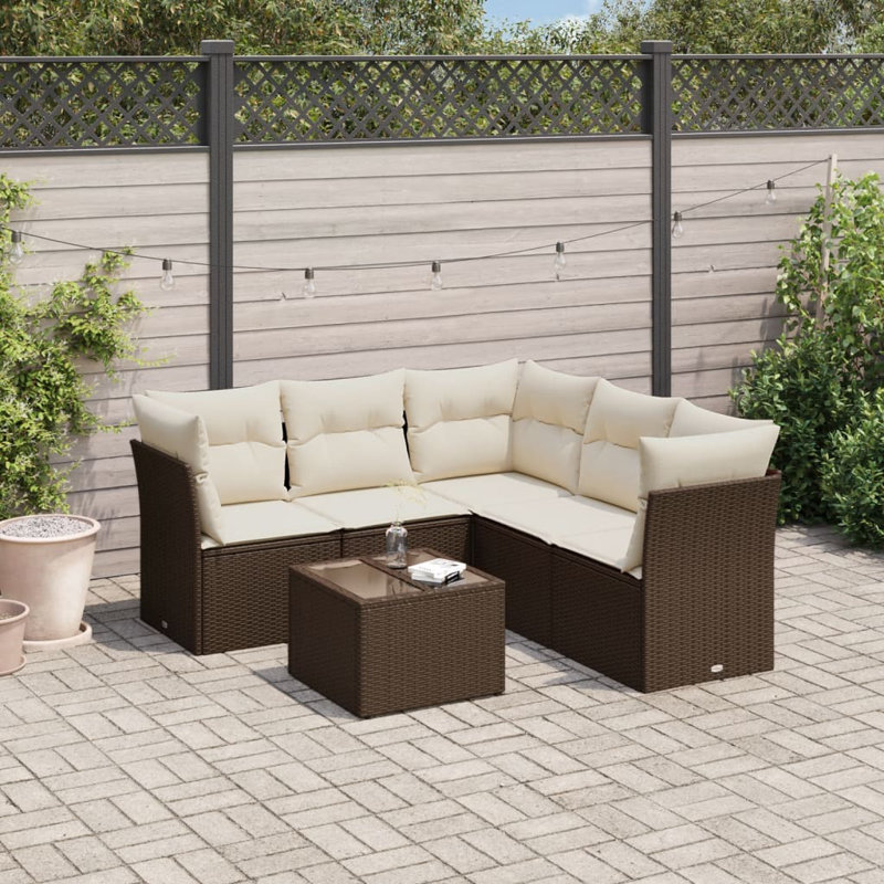 Ensemble de canapé de jardin Vidaxl, Brun, Blanc