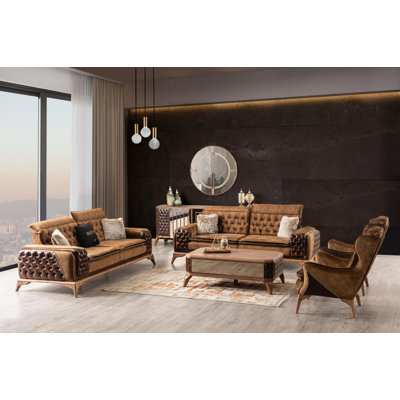 4 - Piece Velvet Living Room Set