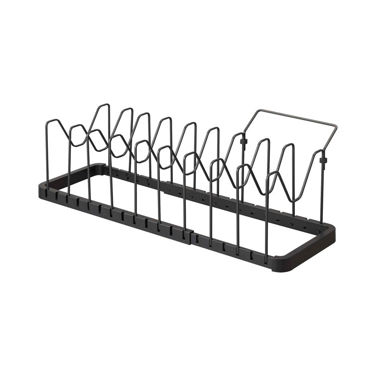 Poeland Dish Drying Rack with Drain Pan, Plate Pot Lid Holder and White