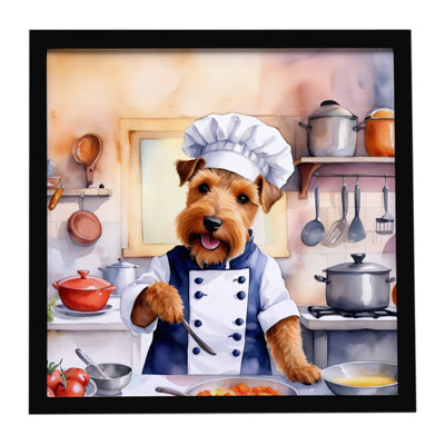Welsh Terrier The Chef Framed Metal Print