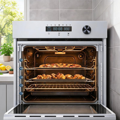 24 Inch Built-in Single Wall Oven, 2.5 Cu.ft. Electric Oven with 5 Cooking Functions, 3000W Power, Touch and Knob Control, Low-e Glass Door & Cooling Fan, Easy Clean Enamel