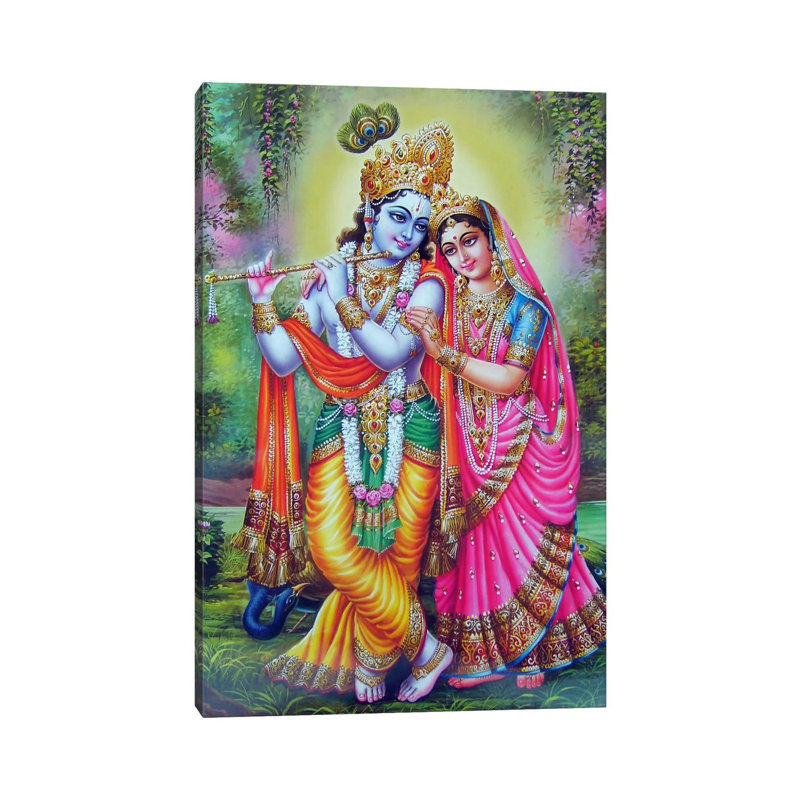 Krishna & Radha Hindu Gods - Print on Canvas, 101.6 cm H x 66.04 cm W x 1.91 cm D, No Frame