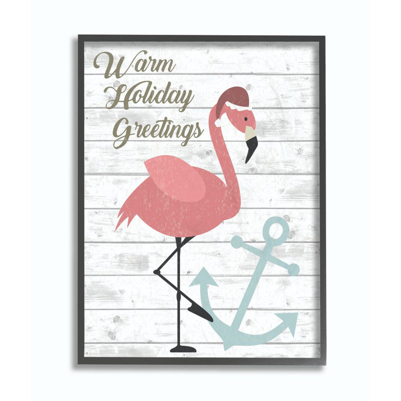 «Warm Holiday Greetings», peinture, H 14 po x l 11 po, Giclée encadrée noir minuit