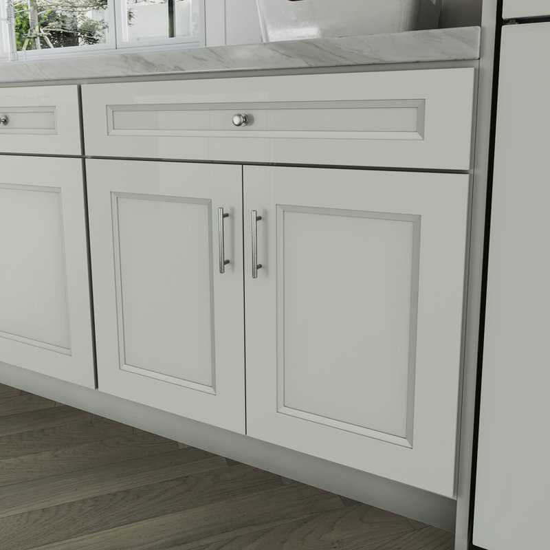 Armoire de cuisine en bois massif prêt à assembler Sinber, 33", Double shaker Laguna Grey