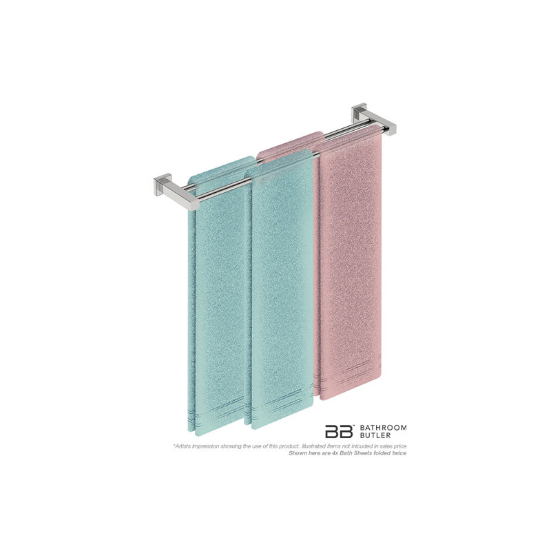 Double Towel Bar, Polished Stainless Steel