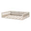 Structure de lit plateforme tapissier, lit double en bois avec garde-corps et coussin de sécurité