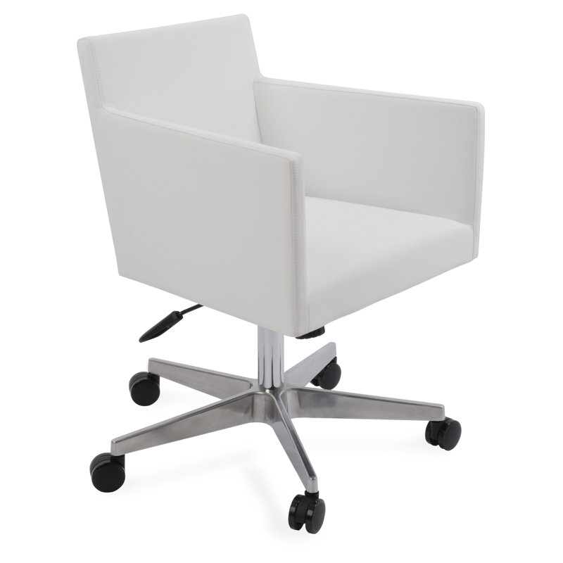 Harput Task Chair, White Leatherette