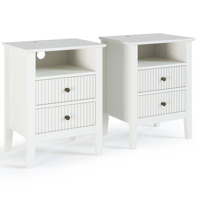 Amberrae 2 Drawer Bedside Table,   White 