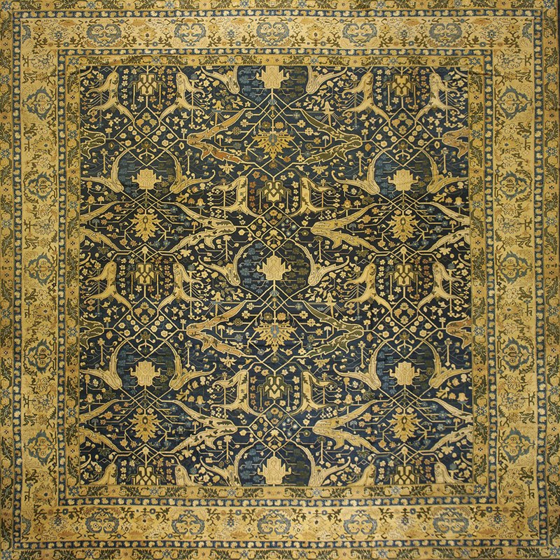 Antique Large Lahore Indian Knotted Rug