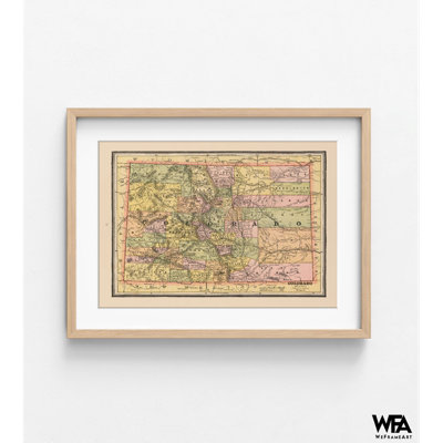 Rétro carte de l'État du Colorado, art mural éducatif, carte de couleur, affiche encadrée, bureau rétro, décoration, carte des États-Unis