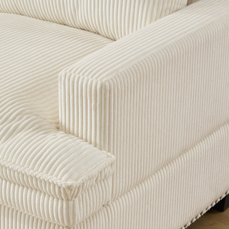 Canapé sectionnel 8 pièces en velours côtelé avec garniture cloutée, Beige