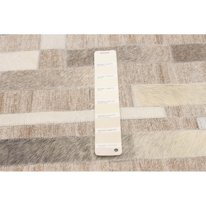 Tapis fait à la main en cuir / beige / brun / brun clair Nixa