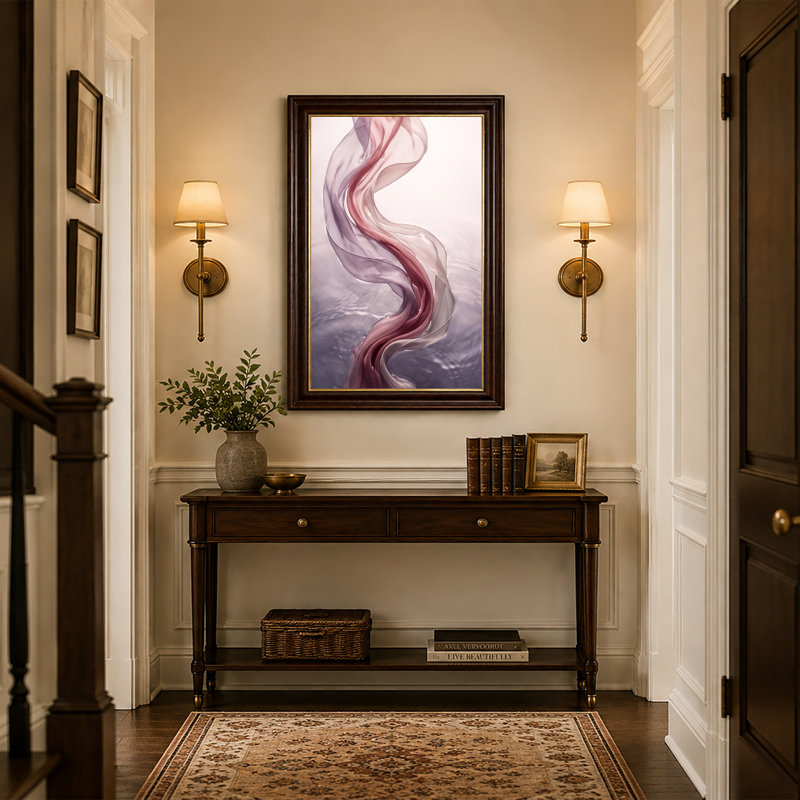 Art mural sur toile rose et mauve, H 24 po x l 16 po
