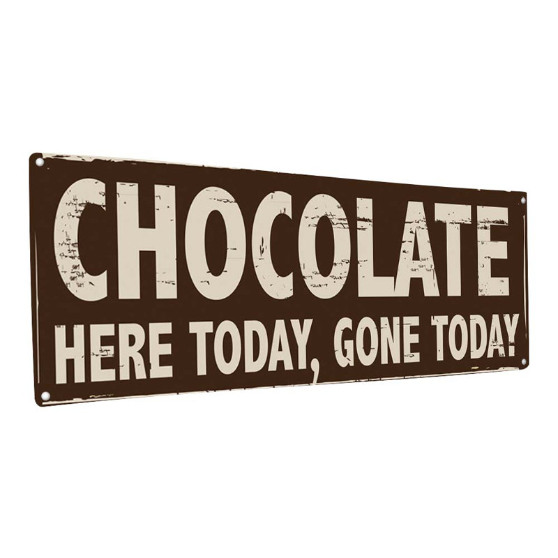 Plaque en métal "Helenann" chocolat ici