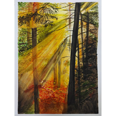 Forêt ensoleillée | Aquarelle sur papier | Par Shruti Tiwari