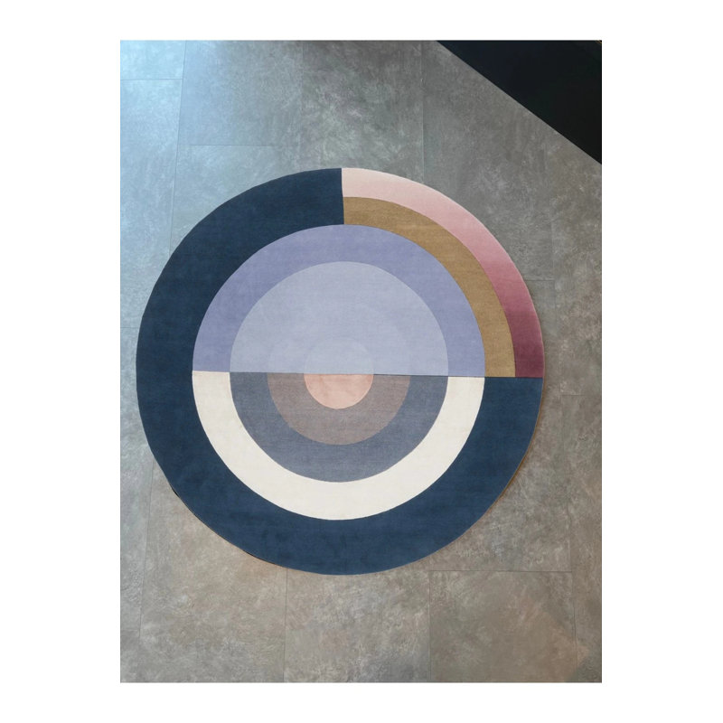 Multicolored Abstract Round Rug, Round 4'