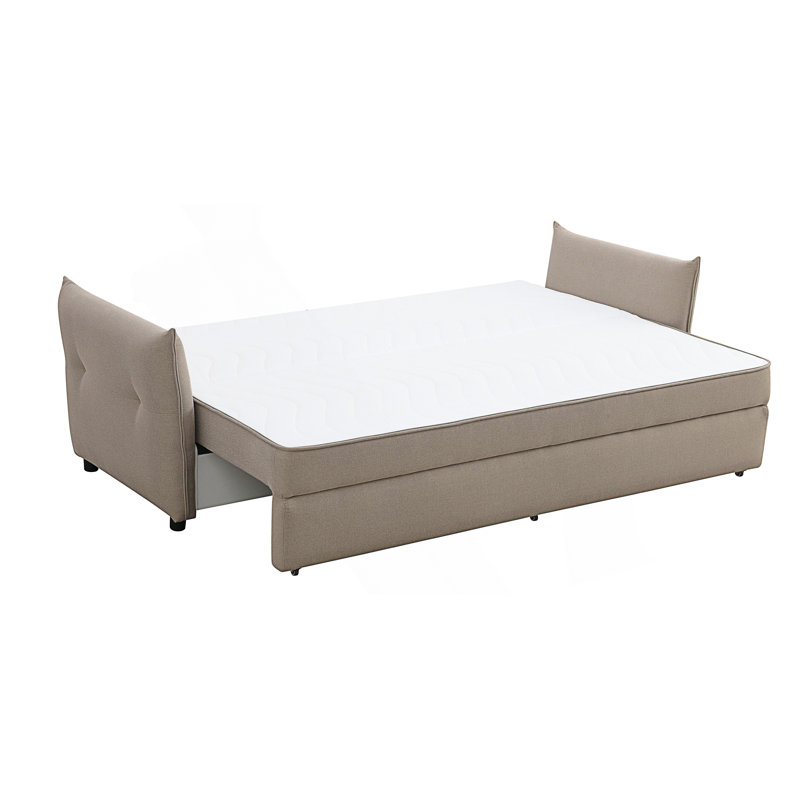 Canapé moderne, lit escamotable avec rangement, Beige
