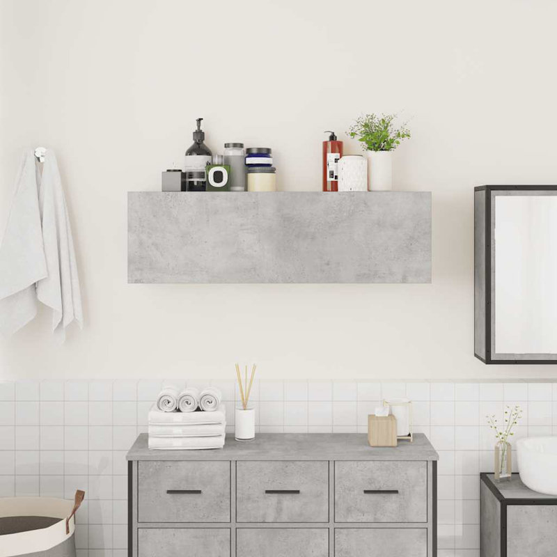  Bathroom Wall Cabinet Engineered Wood, Concrete Gray, 11.8" H x 39.4" W x 9.8" D