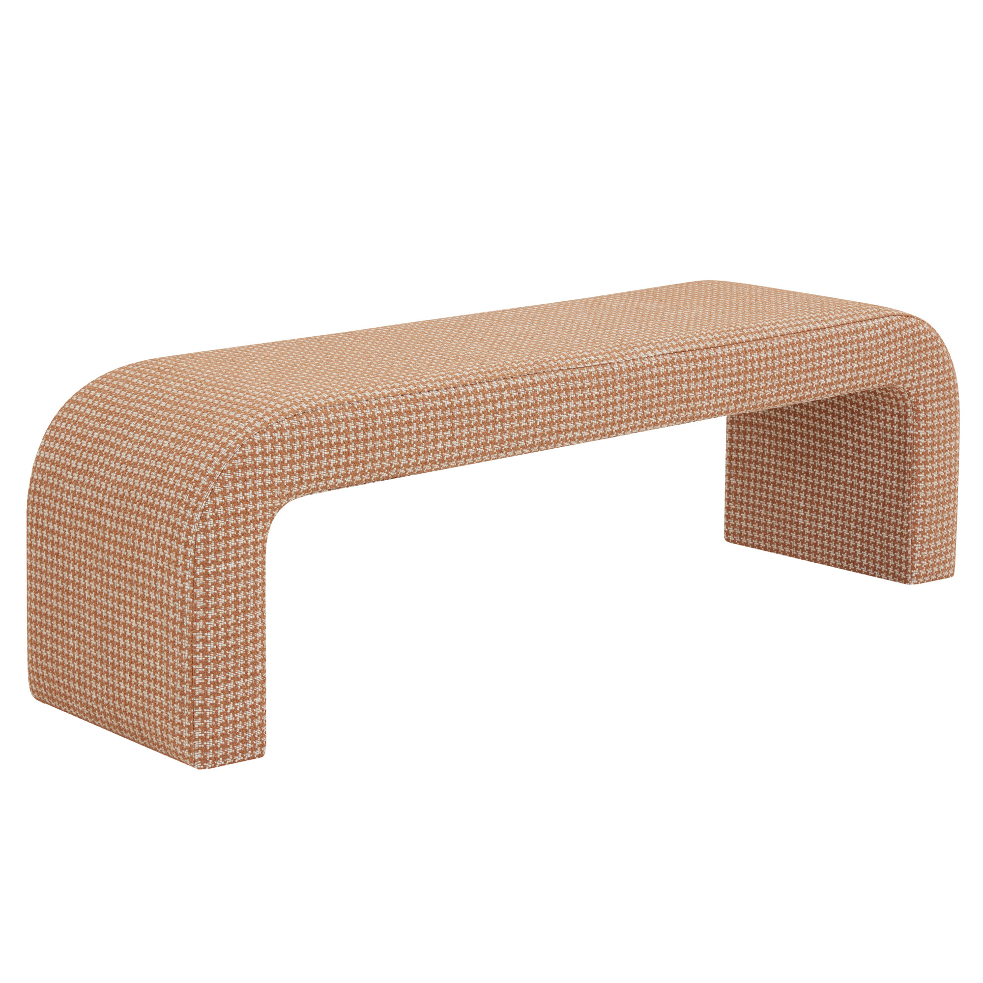 Daine 62" Upholstered Bench, Brown Houndstooth