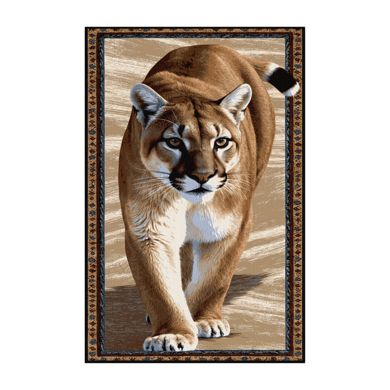 Washable Rocky Mountain Cougar Big Cats Area Rug, Runner 2' x 4'