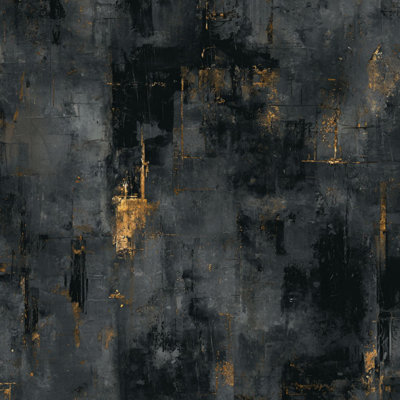 Papier peint adhésif abstrait noir, gris anthracite, accents dorés métallisés, style industriel moderne, amovible et autocollant, pour chambre, cuisine, placards, 61 cm x 300 cm