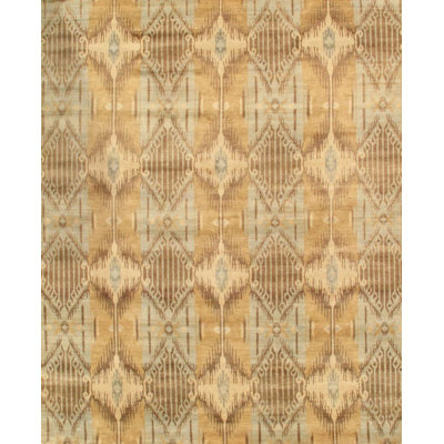 Geometric Handmade Rectangle 6'3" x 9' Wool/Cotton Area Rug in Brown/Gray/Beige
