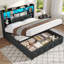 Ottoman Bed Frame with Charging Station and LED Lights, Upholstered Storage Beds with Lift-Up Underbed Storage, Easy Operation-2039192377