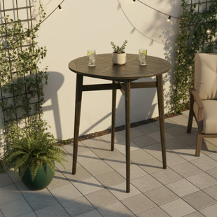 Table de bar d'extérieur 39 po en bois d'acacia - Bois massif résistant aux intempéries avec pieds X-Stretcher, assemblage sans outil de 30 minutes, patio / jardin / bord de piscine, Christopher Knight Home