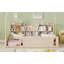 Lit plateforme simple en bois avec barrière de sécurité et tablettes de rangement latérales pratiques, base de lit pour enfant peu encombrante (sans matelas)-132915857-132915858